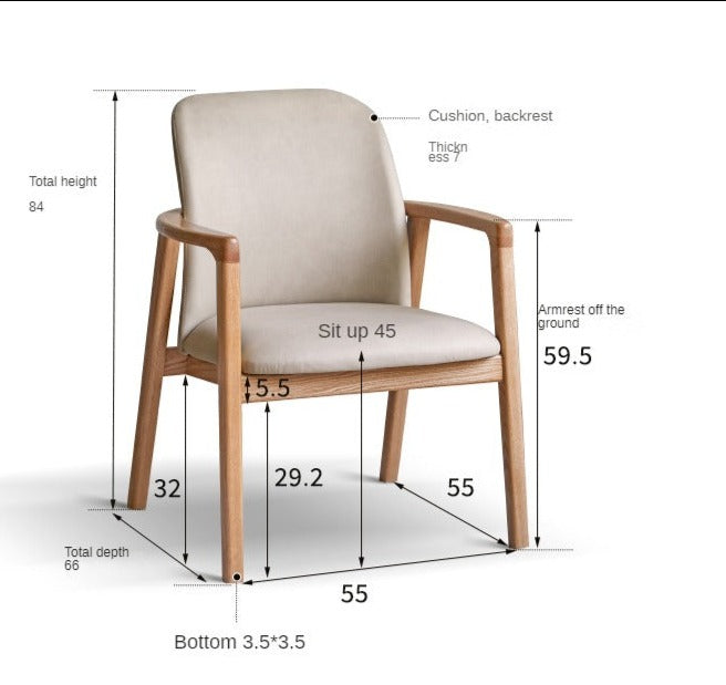 Ash, Oak Solid Wood Organic Leather Technology Cloth Chair