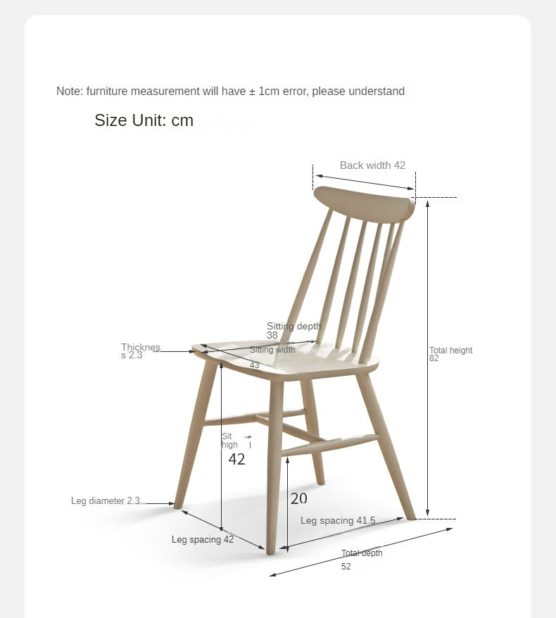 4 pcs Oak Solid Wood Cream Wind Windsor Chair