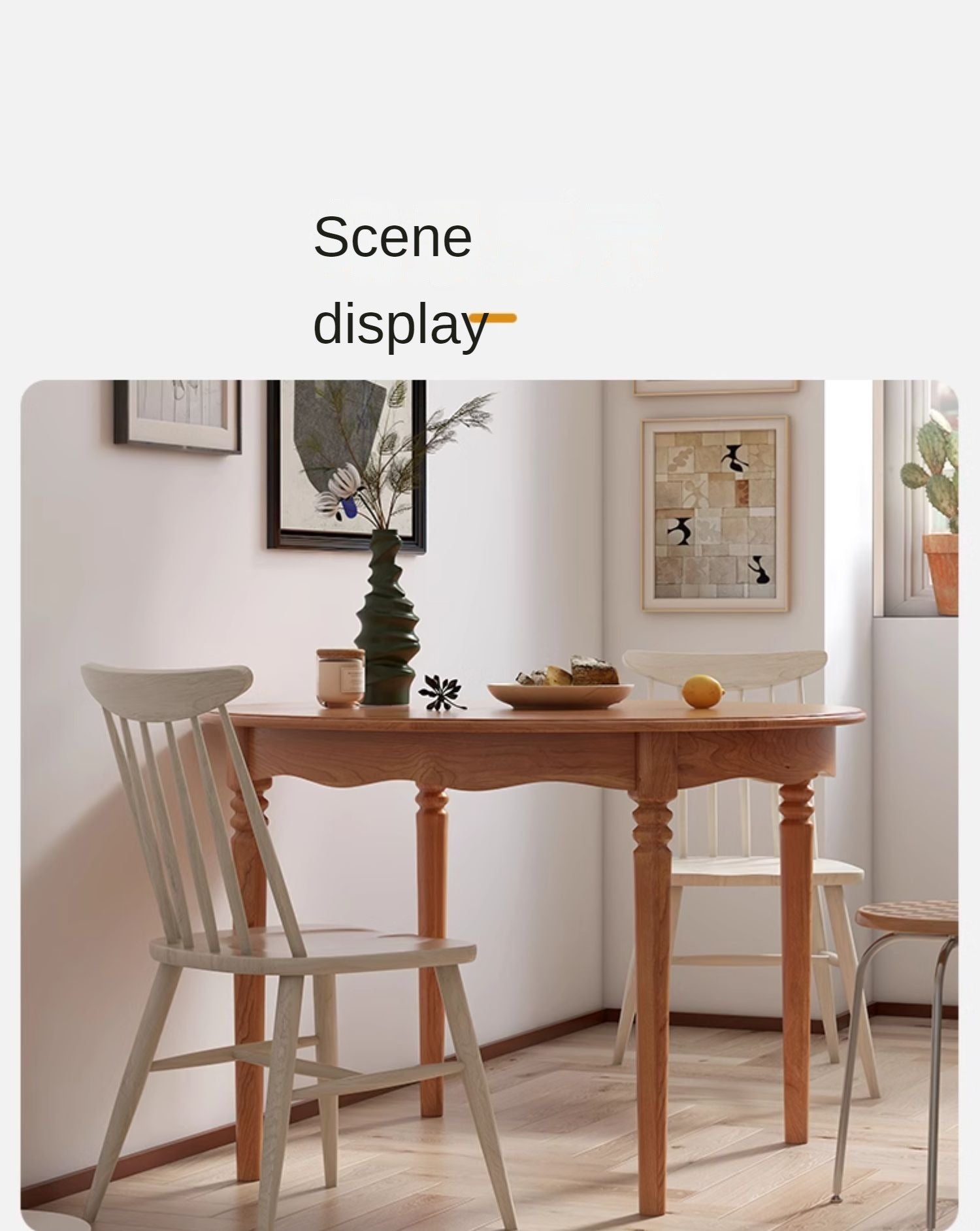 4 pcs Oak Solid Wood Cream Wind Windsor Chair