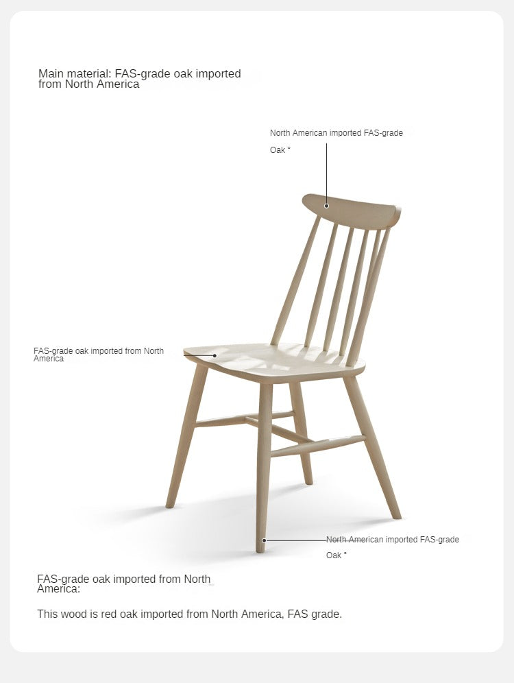 4 pcs Oak Solid Wood Cream Wind Windsor Chair
