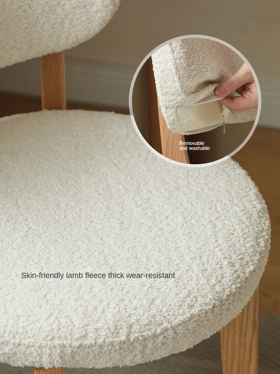 Oak Solid Wood Makeup Stool Lamb Velvet
