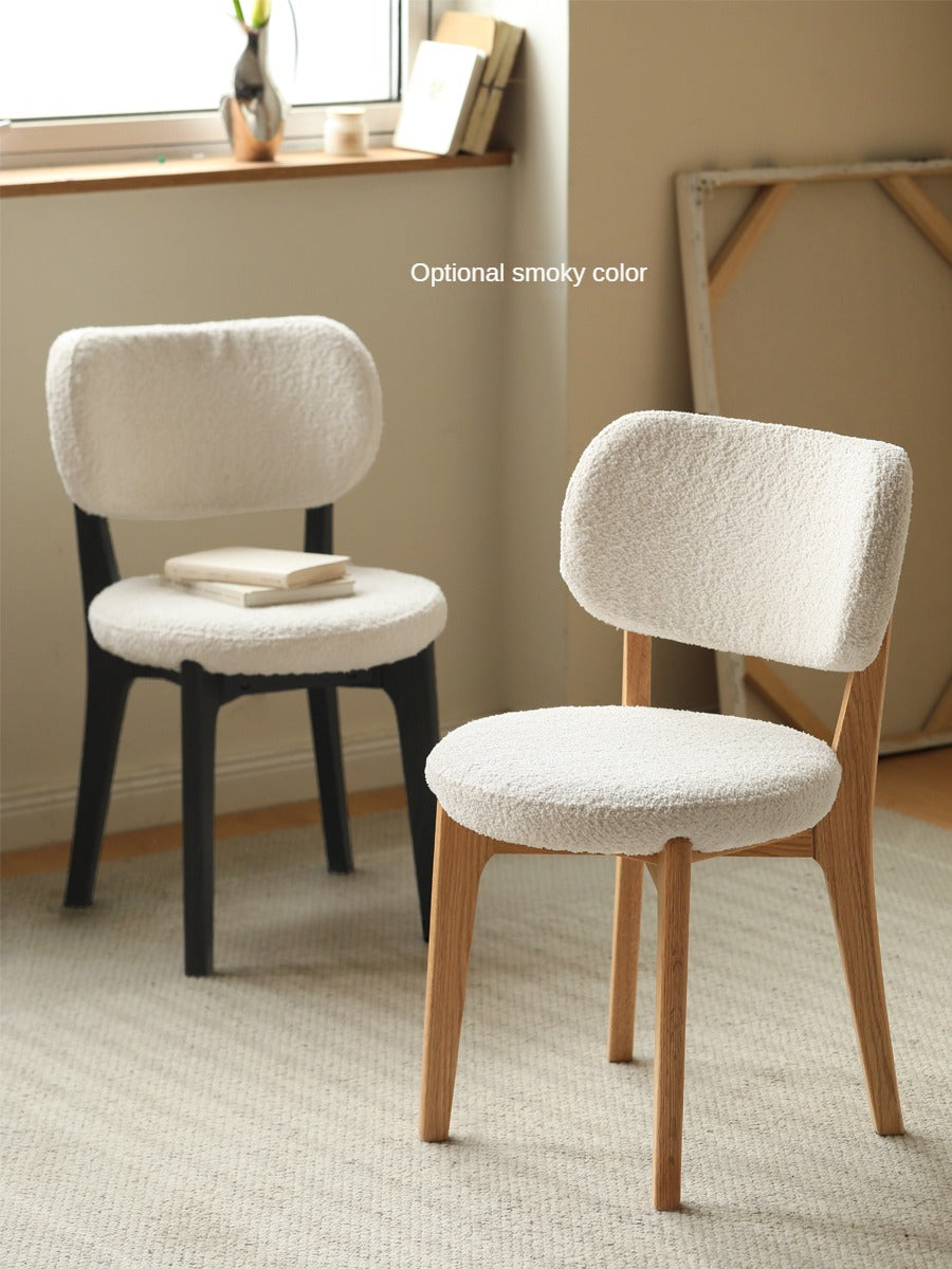 Oak Solid Wood Makeup Stool Lamb Velvet