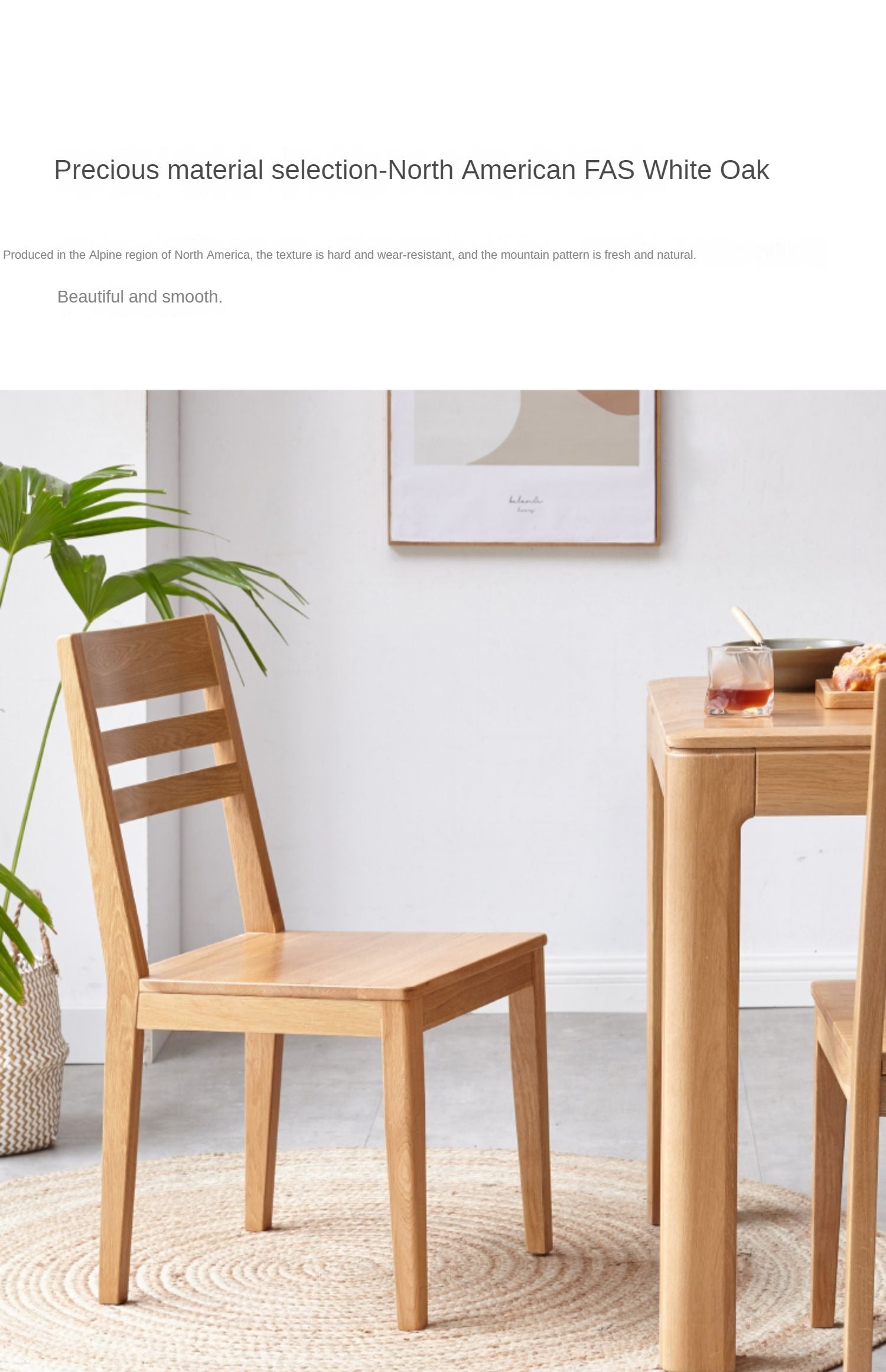 Set 4 pcs White Ash Solid Wood - Dining Chair