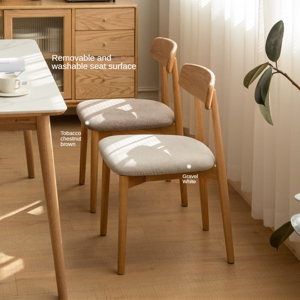 4 pcs set Black Walnut, Ash, Oak, Beech, Cherry Solid Wood Simple Modern-Dining Chair