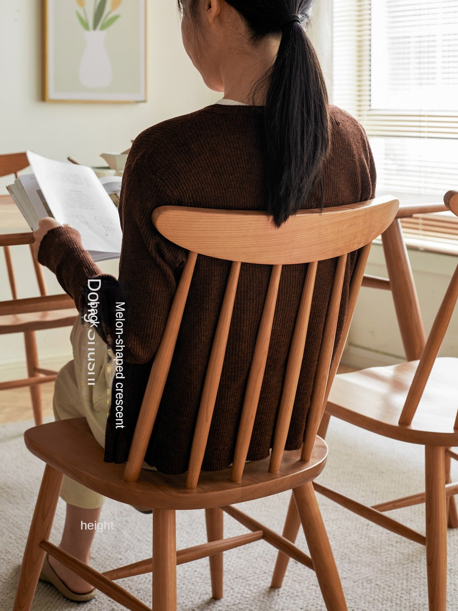 Set 4 pcs Cherry Solid Wood Modern Minimalist Nordic Style Backrest Chair