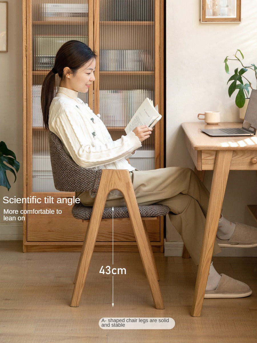 Black Walnut, Oak, Solid Rubberwood Chair with Soft Fabric/Leather Back