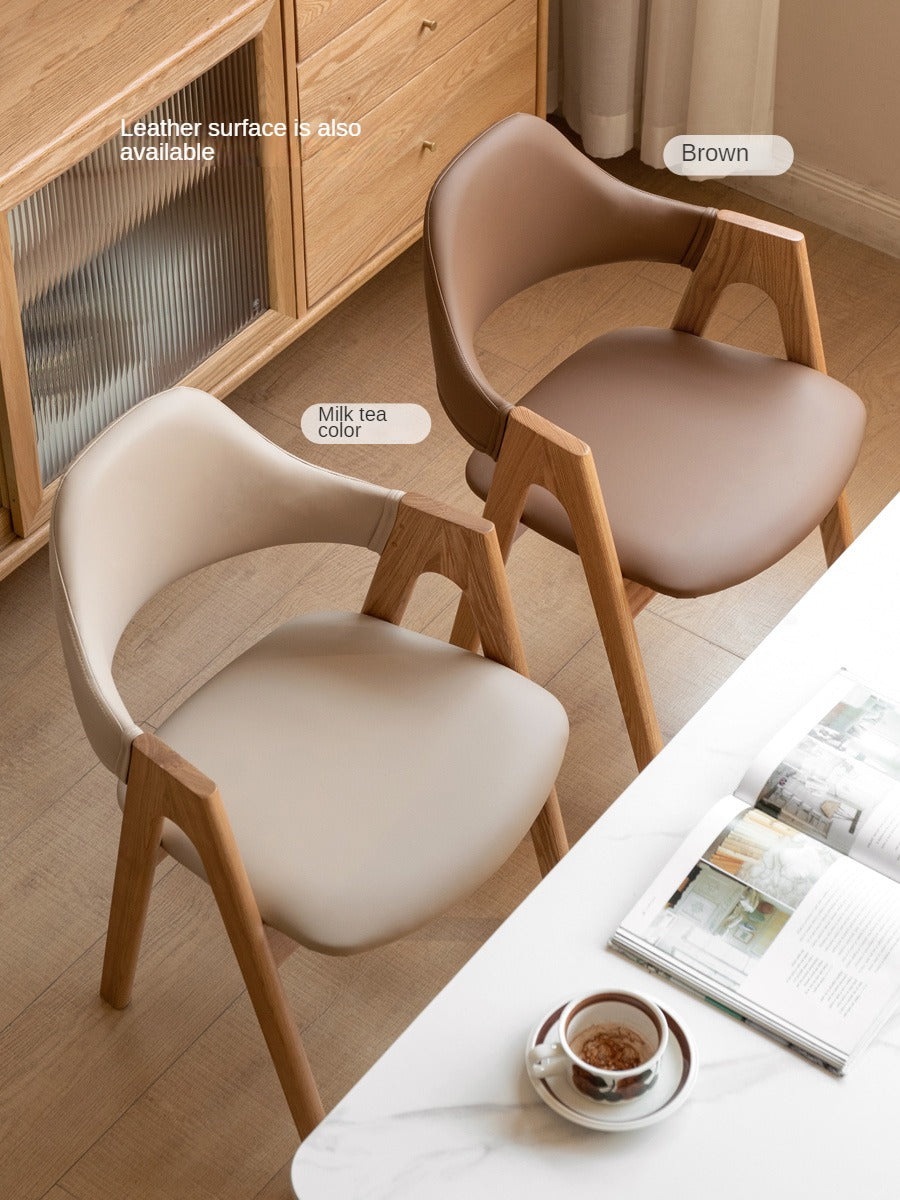 Black Walnut, Oak Solid Wood, Solid Rubberwood Chair with Soft Fabric/Leather Back 2 pcs