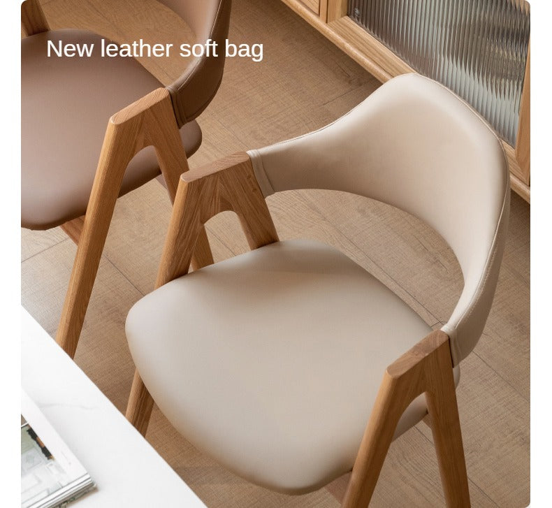 Black Walnut, Oak Solid Wood, Solid Rubberwood Chair with Soft Fabric/Leather Back 2 pcs