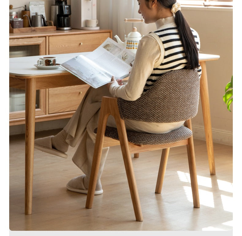 Black Walnut, Oak Solid Wood, Solid Rubberwood Chair with Soft Fabric/Leather Back 2 pcs