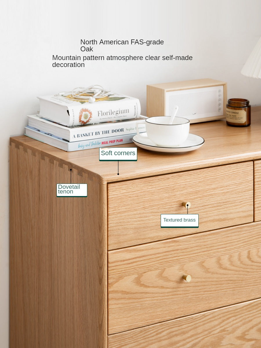 Oak Solid Wood, Solid RubberWood Nordic Chest of Drawers