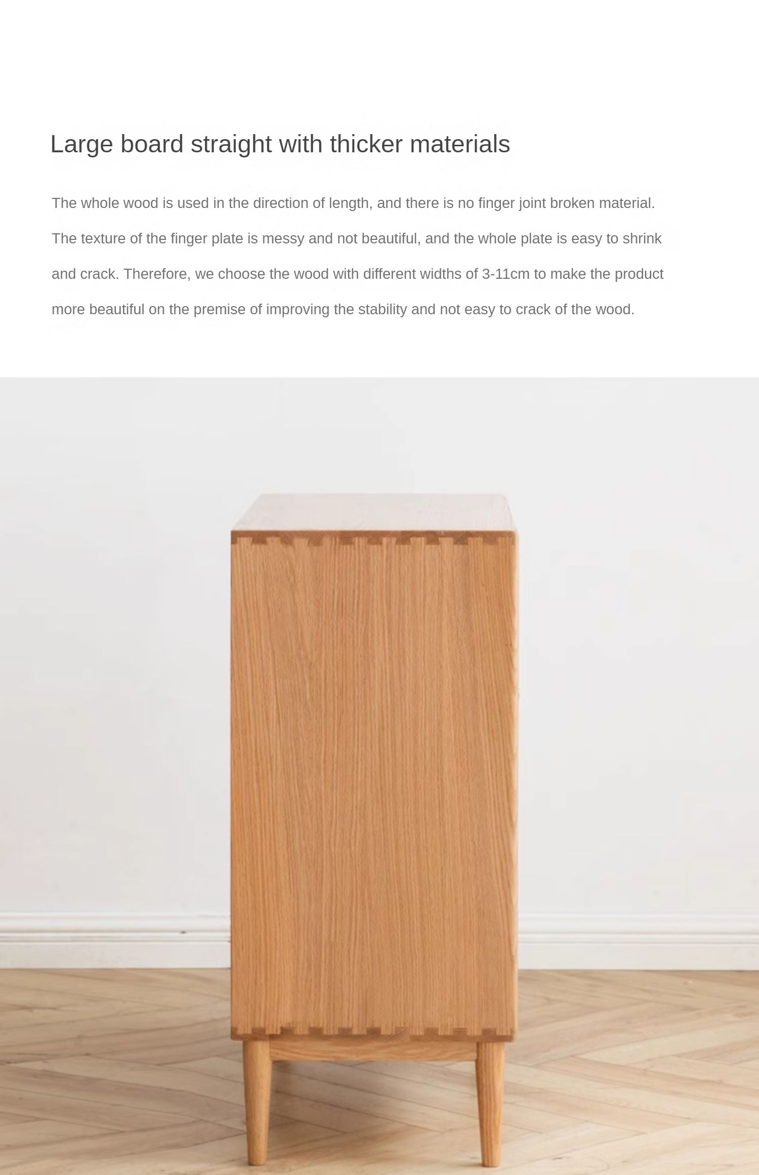 Oak Solid Wood, Solid RubberWood Nordic Chest of Drawers