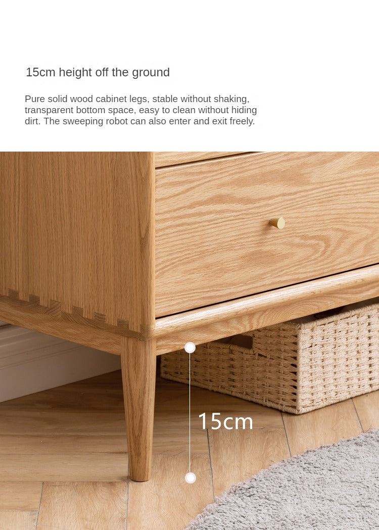 Oak Solid Wood, Solid RubberWood Nordic Chest of Drawers