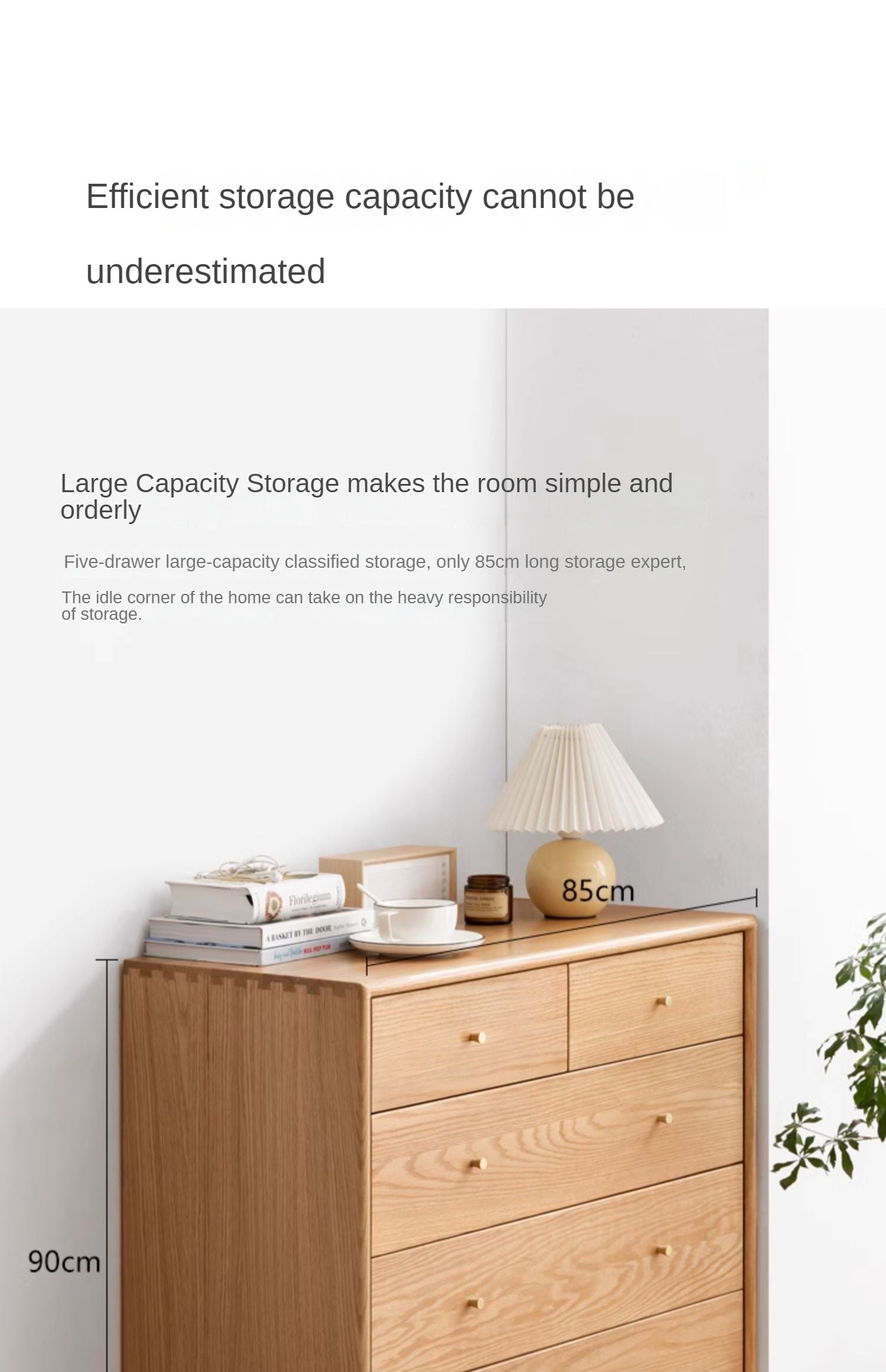 Oak Solid Wood, Solid RubberWood Nordic Chest of Drawers