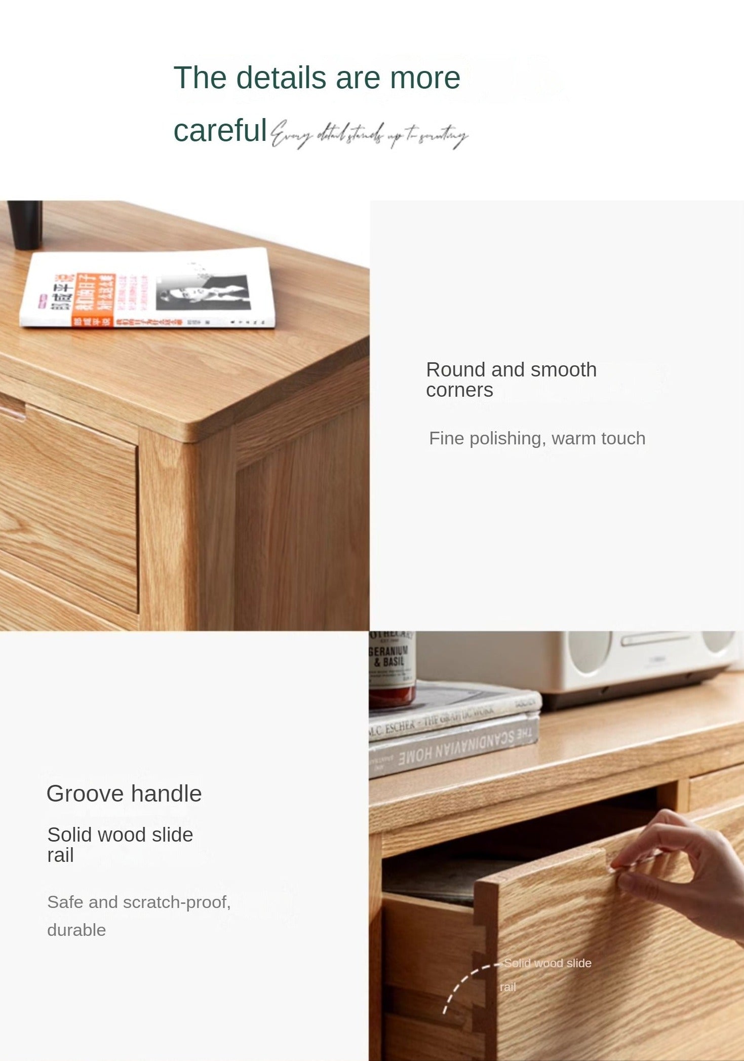 Oak Solid Wood, Solid Rubberwood Seven Drawers Drawer