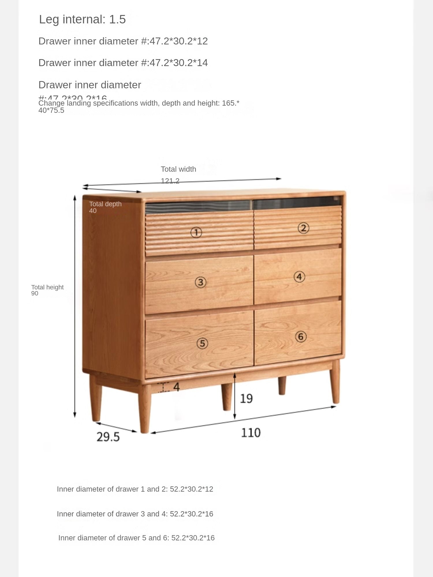 Cherry Solid Wood Chest Of Drawers