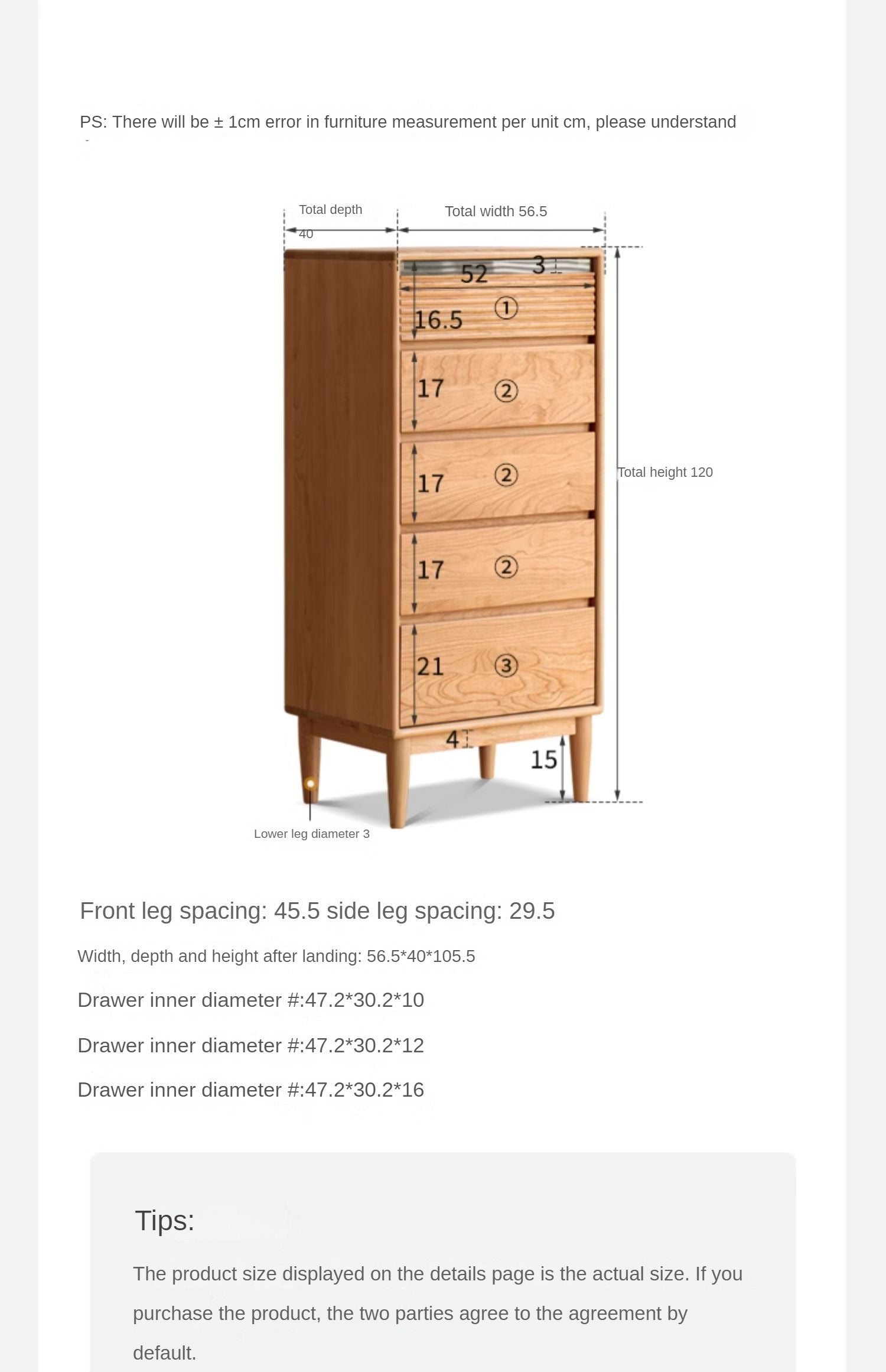 Cherry Solid Wood Chest Of Drawers