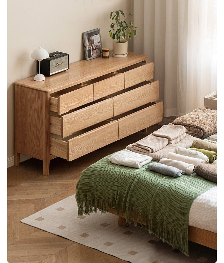 Oak Solid Wood Seattle Wide Chest of Drawers