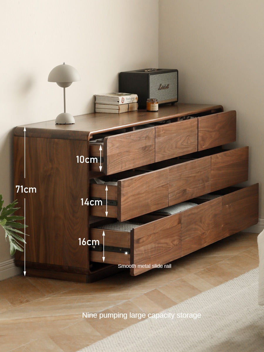 Black Walnut, Poplar Solid Wood Storage Cabinet Chest of Drawers