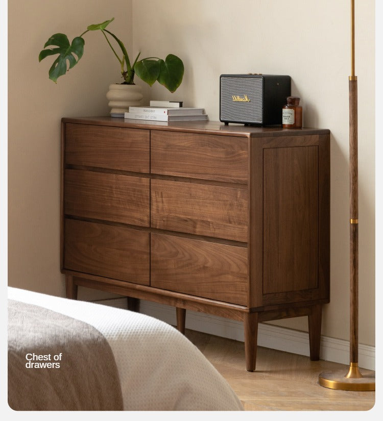 Black Walnut, Ash Solid Wood Chest of Drawers