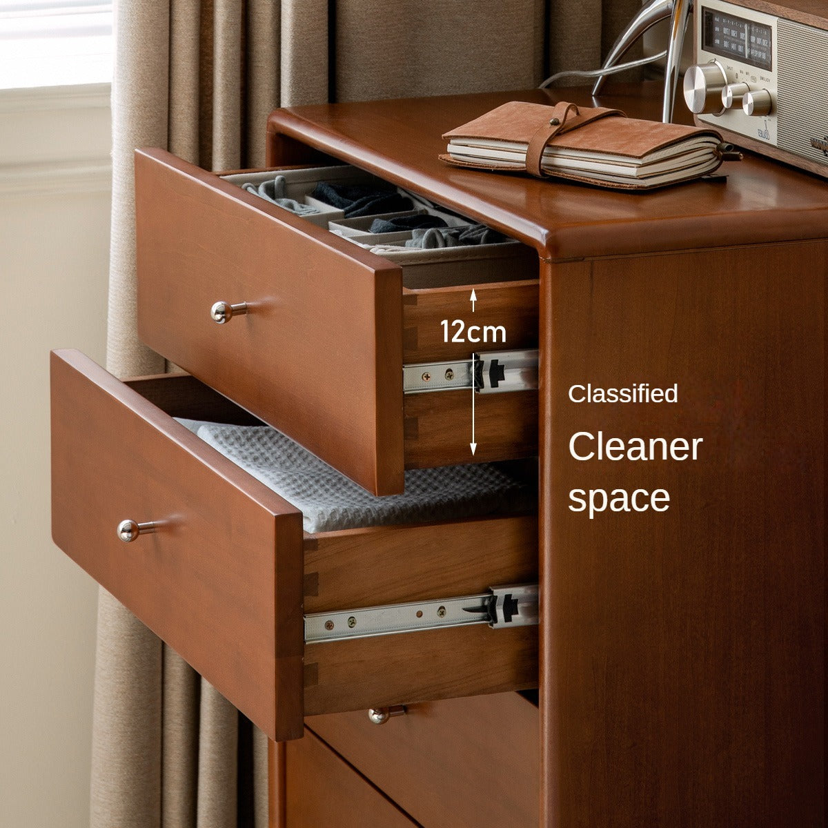 Poplar Solid Wood Retro Chest of Drawers