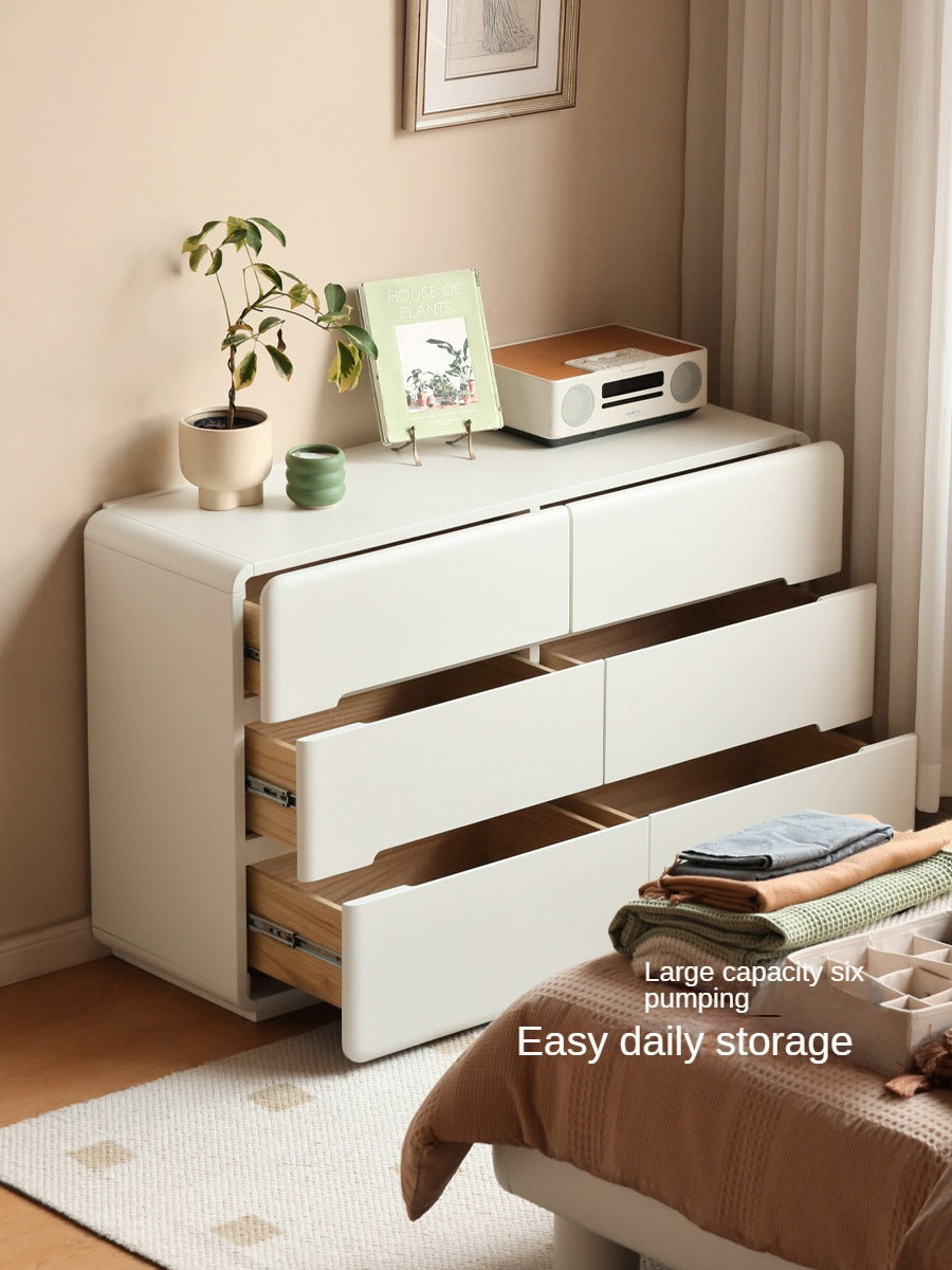 Poplar, Solid Rubberwood Storage Cream Drawer Dresser