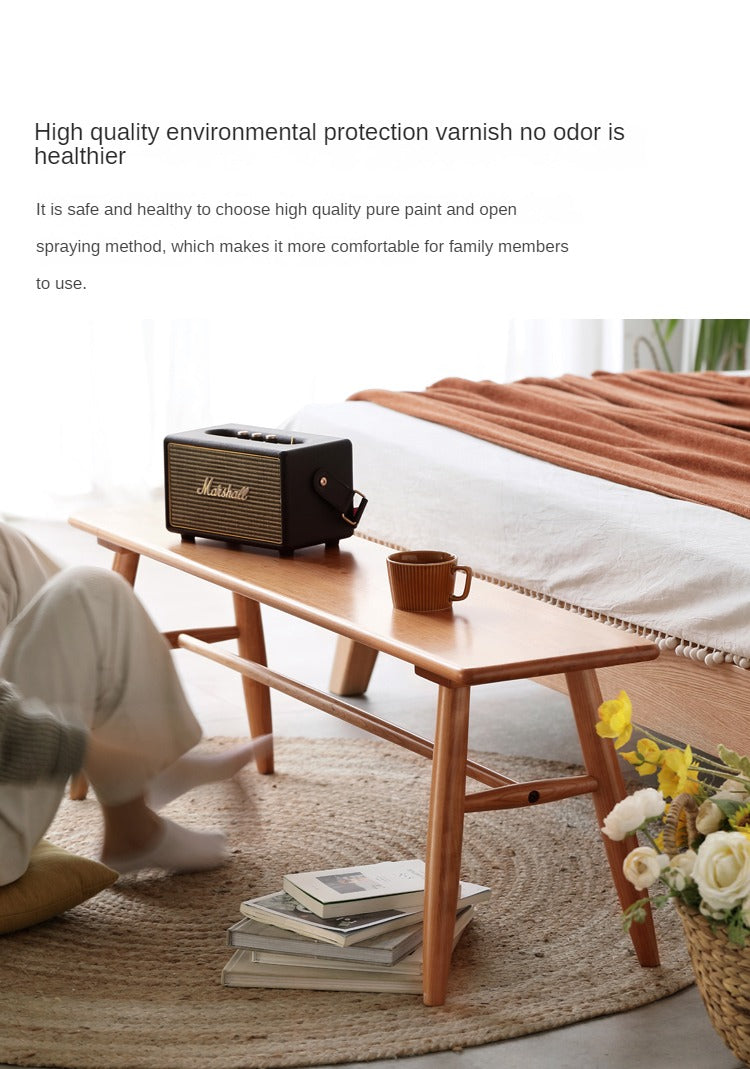 Cherry Solid Wood Bedside Long Bench