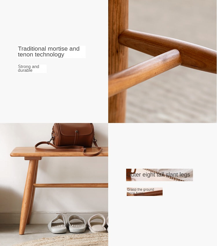 Cherry Solid Wood Bedside Long Bench