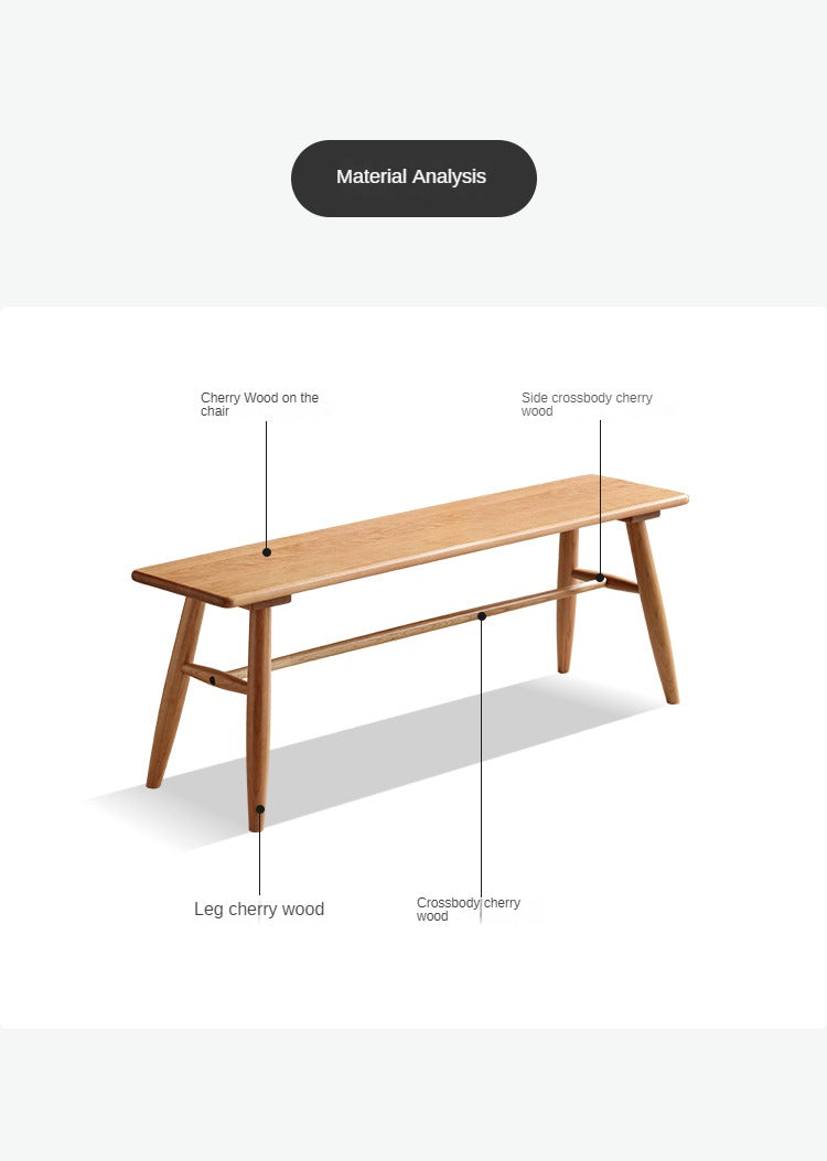 Cherry Solid Wood Bedside Long Bench