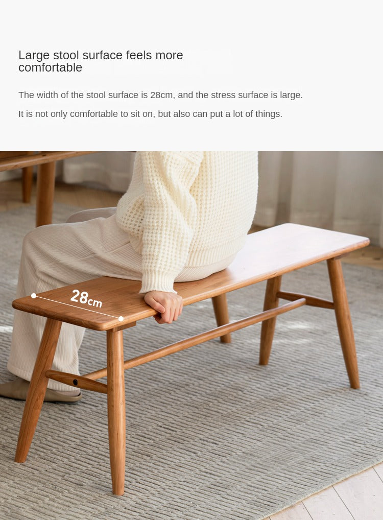 Cherry Solid Wood Bedside Long Bench