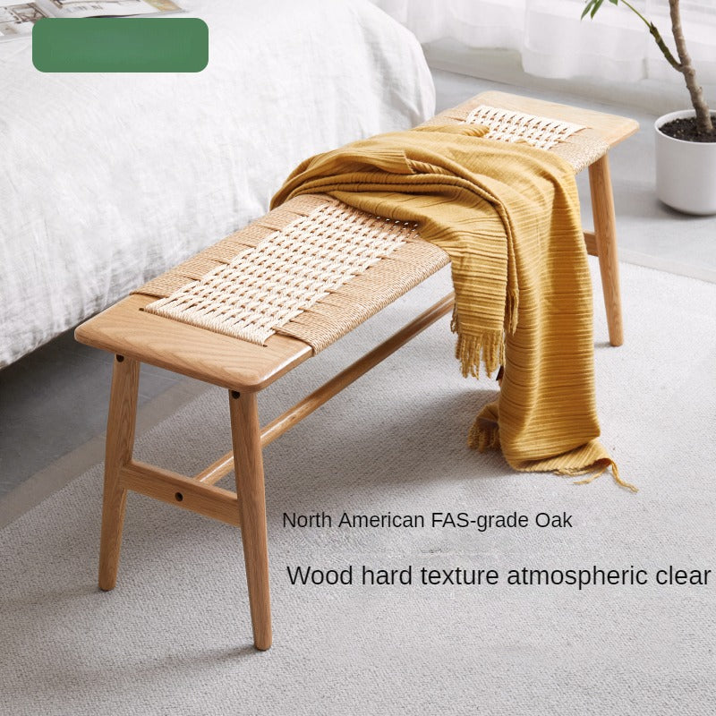 Oak solid wood Corded Bench