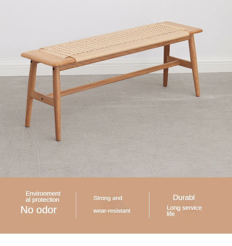 Oak solid wood Corded Bench