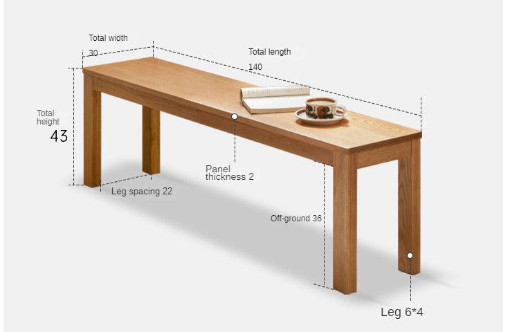 Ash, Oak, Beech, Solid Rubberwood Wide Seat Bench