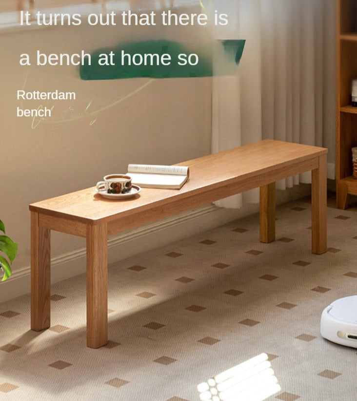 Ash, Oak, Beech, Solid Rubberwood Wide Seat Bench