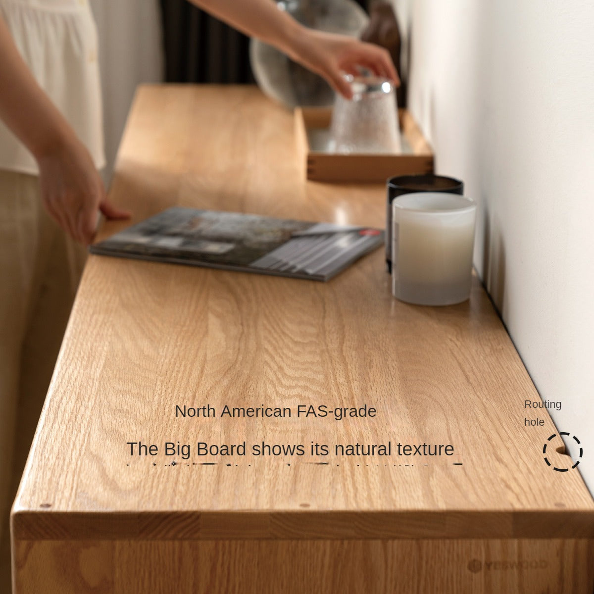 Oak Solid Wood, Solid Rubberwood Classic Sideboard