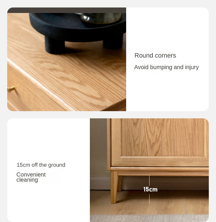 Oak Solid Wood, Solid Rubberwood Classic Sideboard