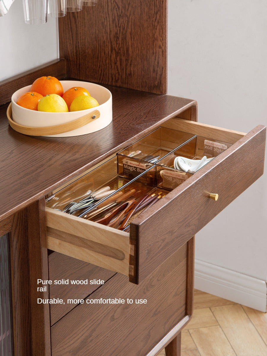 Solid Rubberwood, Oak Solid Wood Sideboard, Buffet Cabinet