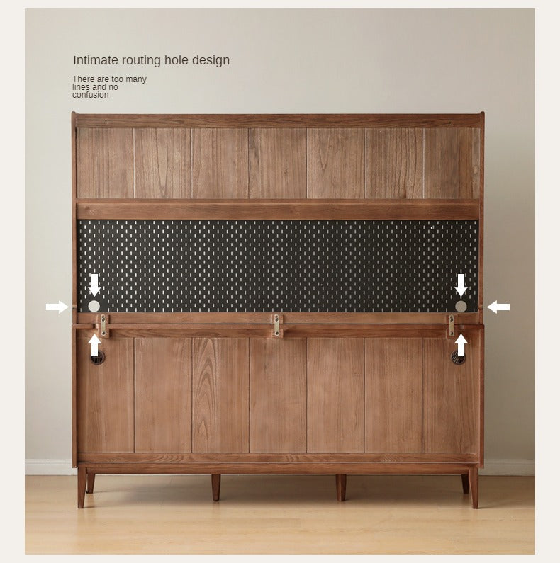 Solid Rubberwood, Oak Solid Wood Sideboard, Buffet Cabinet
