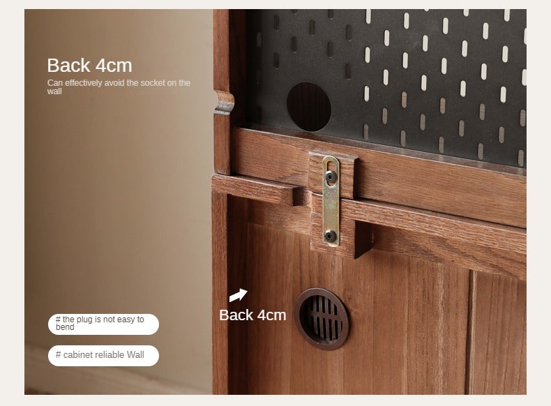 Solid Rubberwood, Oak Solid Wood Sideboard, Buffet Cabinet