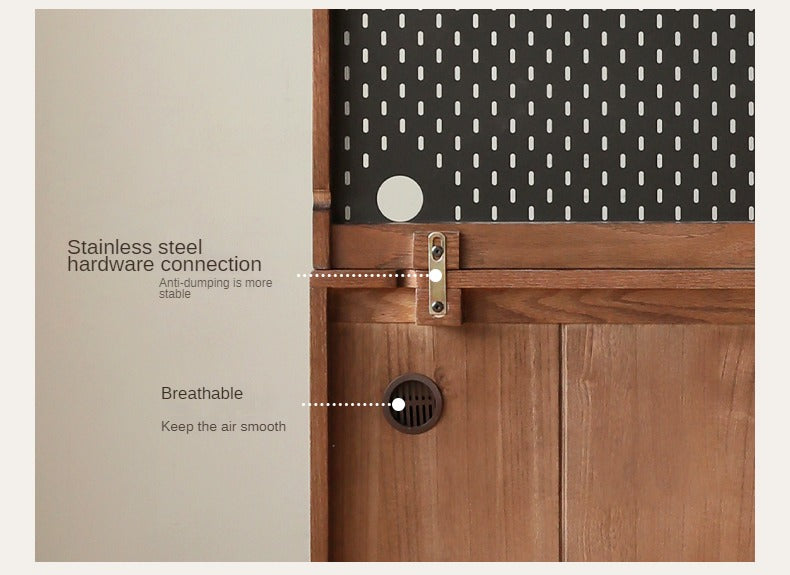 Solid Rubberwood, Oak Solid Wood Sideboard, Buffet Cabinet