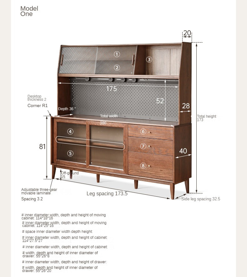 Solid Rubberwood, Oak Solid Wood Sideboard, Buffet Cabinet