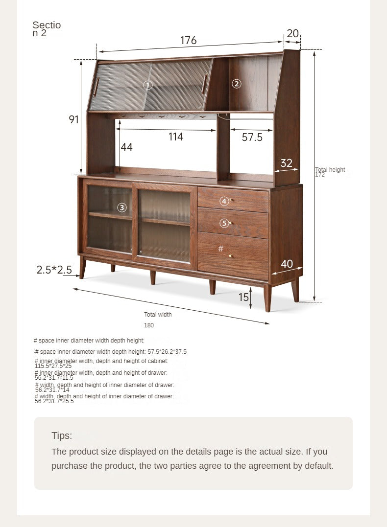 Solid Rubberwood, Oak Solid Wood Sideboard, Buffet Cabinet