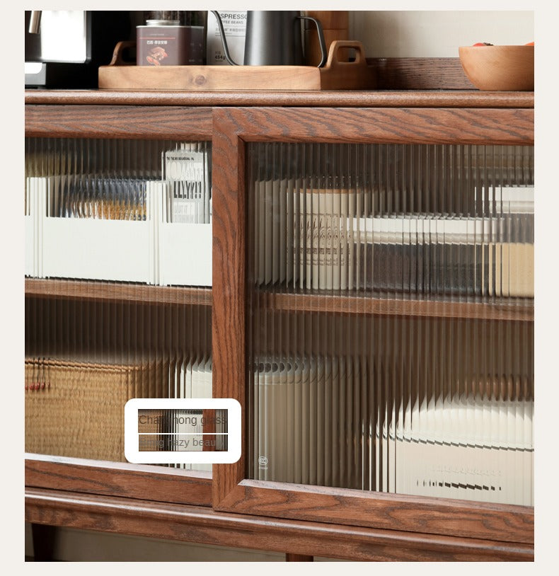 Solid Rubberwood, Oak Solid Wood Sideboard, Buffet Cabinet