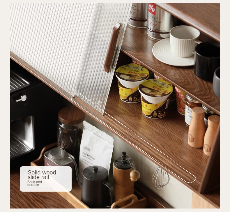 Solid Rubberwood, Oak Solid Wood Sideboard, Buffet Cabinet