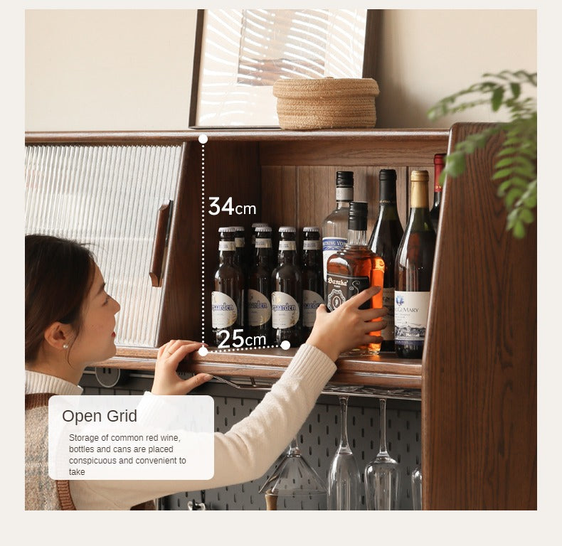 Solid Rubberwood, Oak Solid Wood Sideboard, Buffet Cabinet