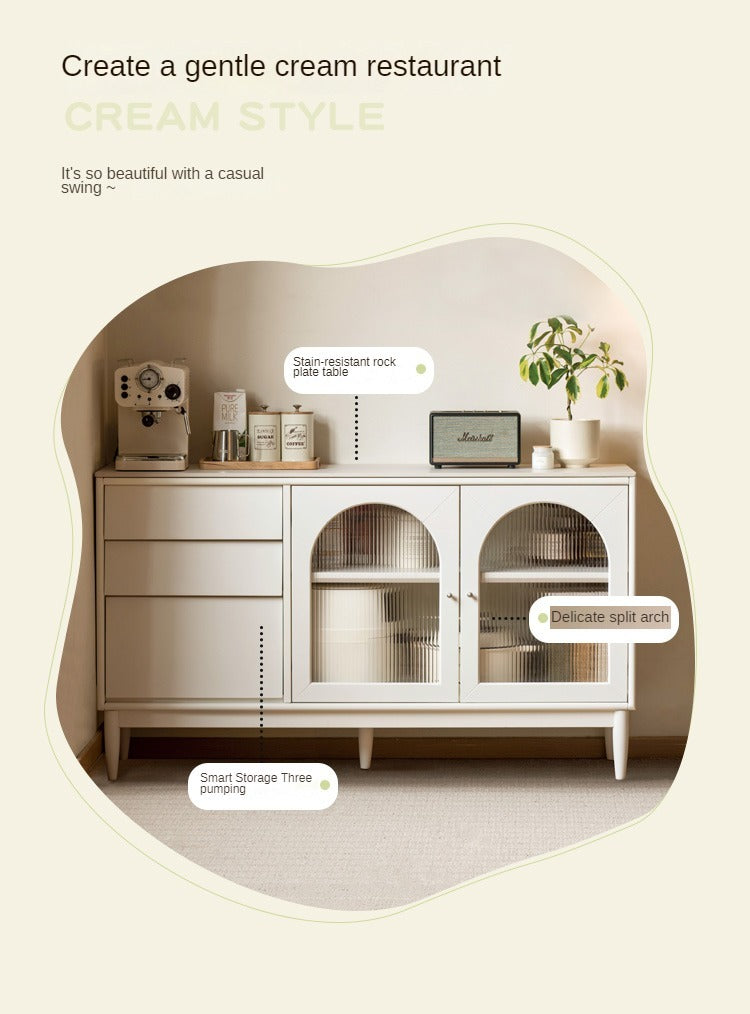 Solid Rubberwood Sideboard, Buffet Cabinet