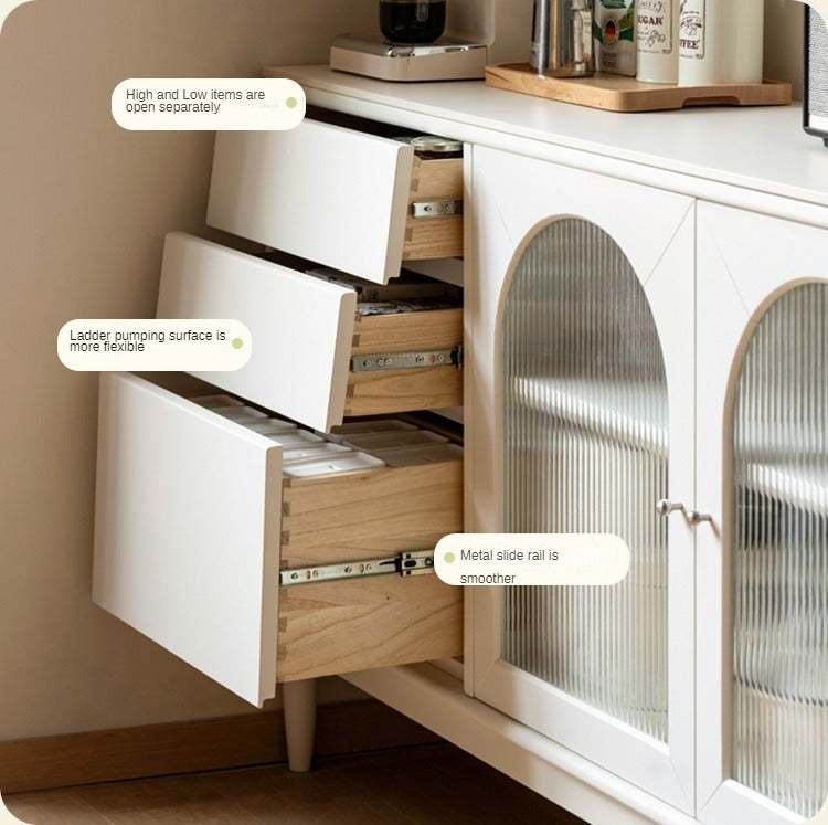 Solid Rubberwood Sideboard, Buffet Cabinet