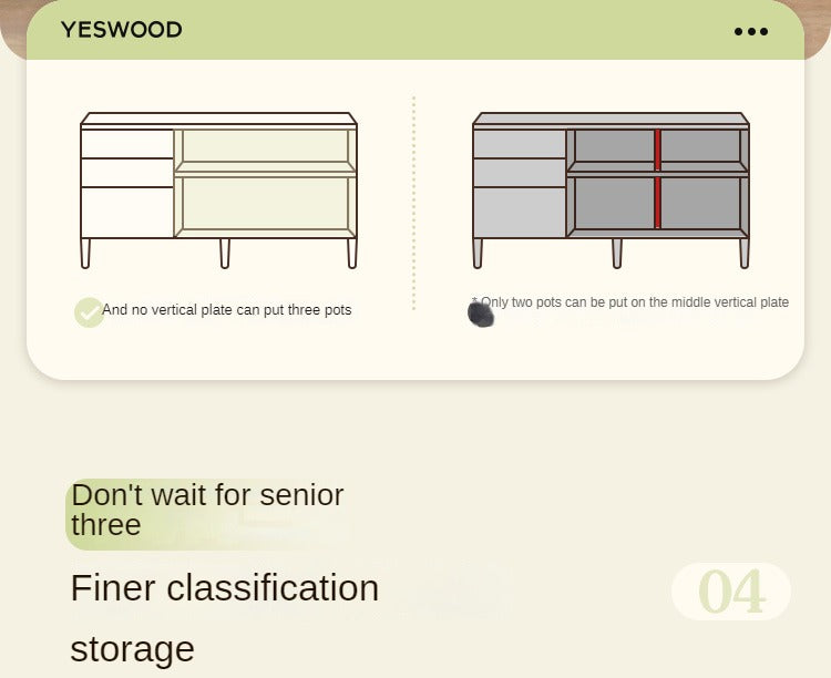 Solid Rubberwood Sideboard, Buffet Cabinet