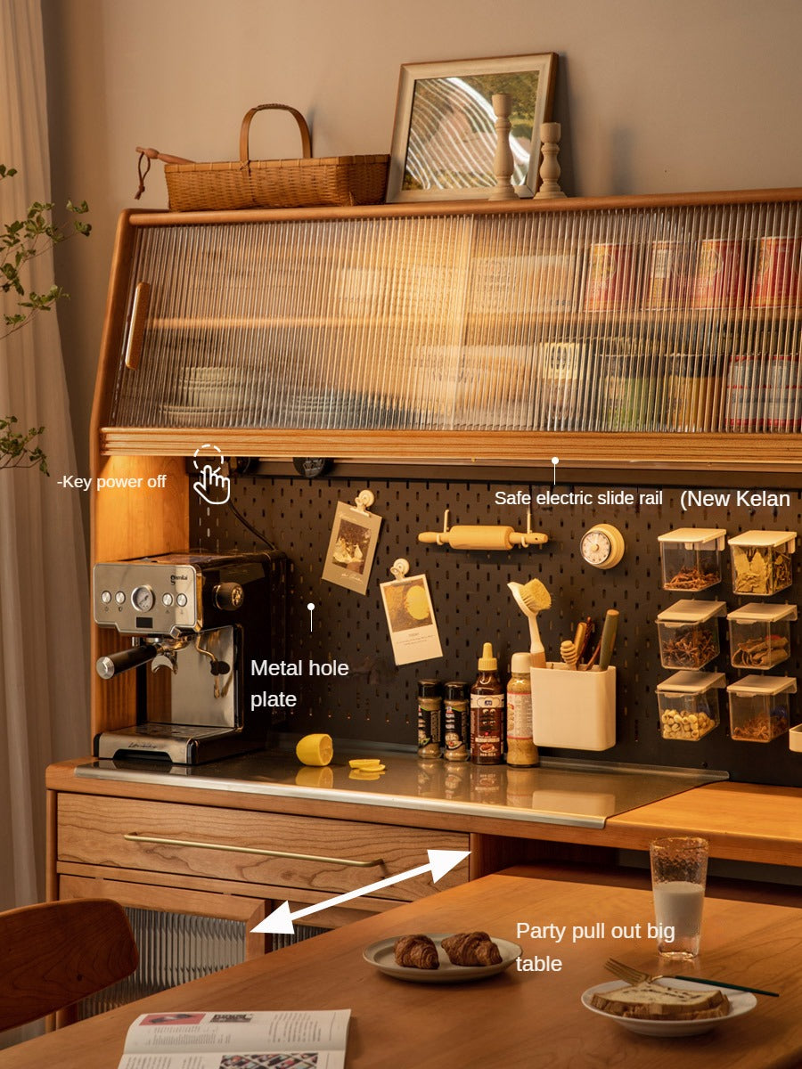 Cherry, Oak Solid Wood, Solid RubberWood Japanese Style Buffet Cabinet