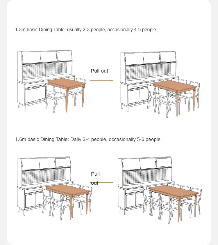 Cherry, Oak Solid Wood, Solid RubberWood Japanese Style Buffet Cabinet
