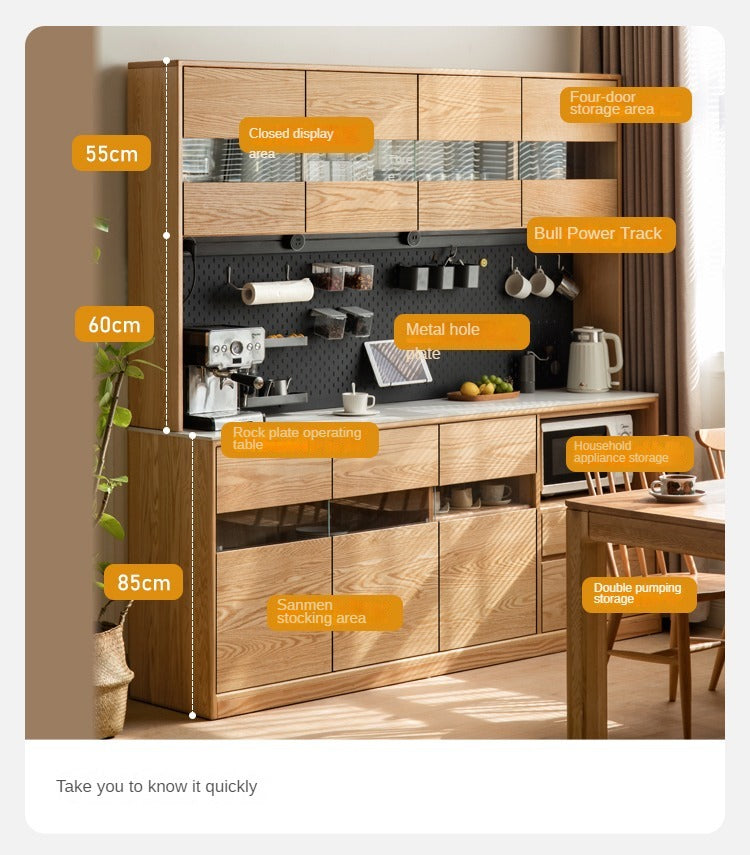 Oak Solid Wood Sideboard Modern Buffet Cabinet